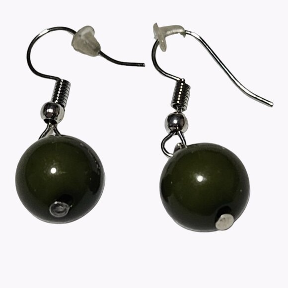 Retro Green Ball Bead Dangle Drop Earrings St Patricks Day Fashion Jewelry Women - Picture 2 of 5